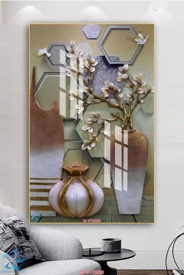 File in trần Tranh trang trí lối vào FT15508 (bản gốc 3D) sống động