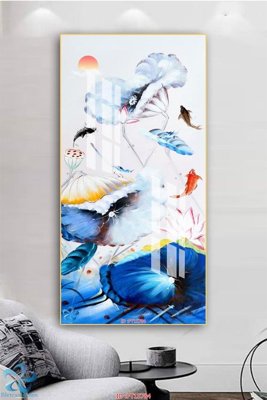 File gốc Tranh trang trí lối vào FT15784 (in lụa) họa tiết 3D