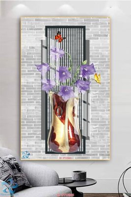 File gốc Tranh trang trí lối vào FT15945 (in lụa) tranh mã đáo