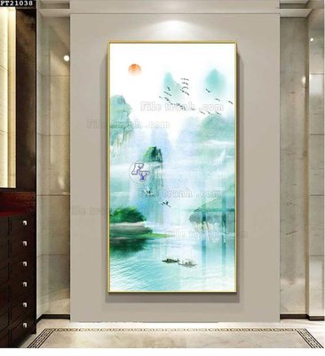 Download file gốc File tranh đơn lối vào FT21038 (in lụa) tranh 3D