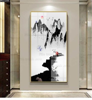 File tranh gốc in trần nhà File tranh đơn lối vào FT21095 3D