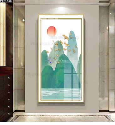 File tranh gốc in trần nhà File tranh đơn lối vào FT21388 3D