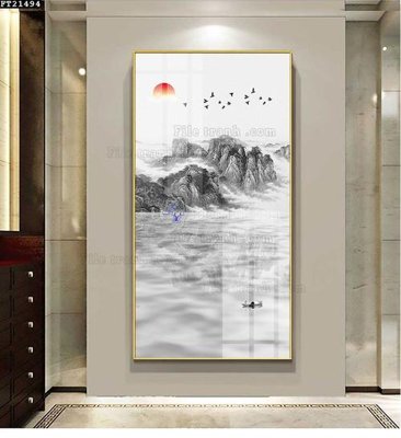 File gốc File tranh đơn lối vào FT21494 (in lụa) hoa văn cổ điển