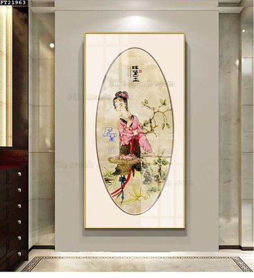 File gốc File in tranh tường đứng lối vào FT21963 (in tráng gương) sang trọng