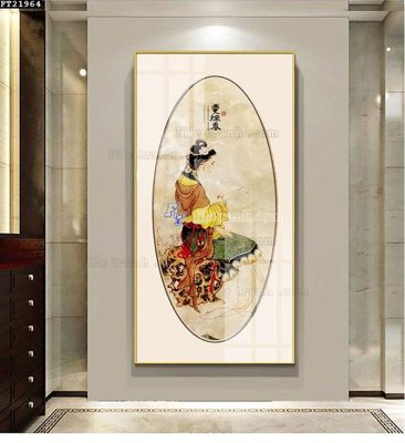 File gốc File in tranh tường đứng lối vào FT21964 (in tráng gương) sang trọng