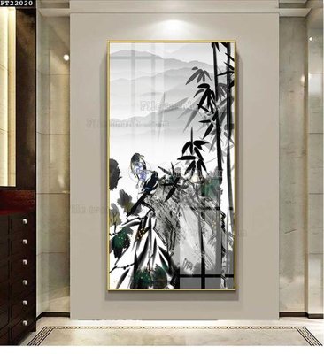 File gốc File in tranh tường đứng lối vào FT22020 (in lụa) tranh mã đáo