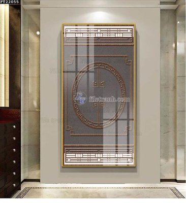 File gốc File in tranh tường đứng lối vào FT22055 (in tráng gương) sang trọng