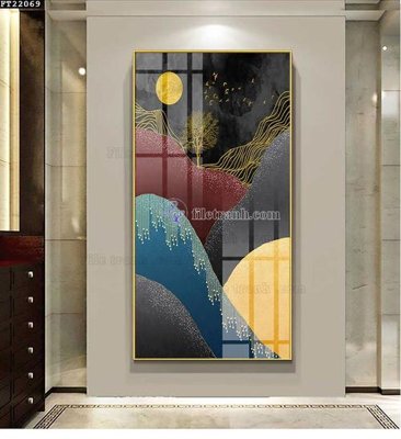 File gốc File in tranh tường đứng lối vào FT22069 (in lụa) tranh mã đáo