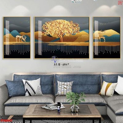 Ảnh gốc File tranh bộ hiện đại FT40047 (nét căng) in mica