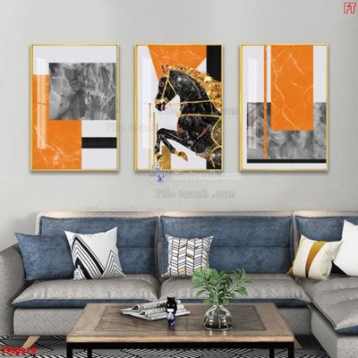 File gốc File tranh bộ hiện đại FT40219 (in lụa) họa tiết 3D