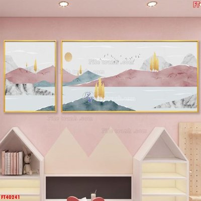 File gốc File tranh bộ hiện đại FT40241 (in lụa) tranh mã đáo