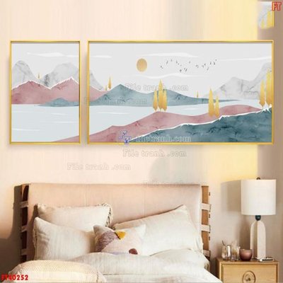 Tải file File tranh bộ hiện đại FT40252 (gốc) in tranh tráng gương