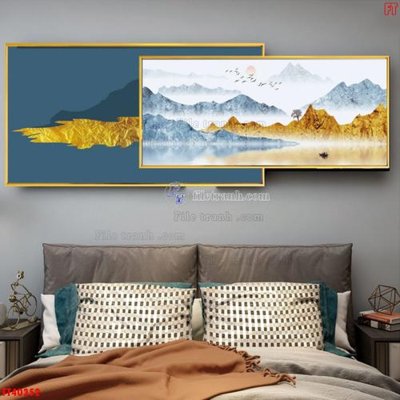 Download file gốc File tranh bộ hiện đại FT40352 (in lụa) hoa lá