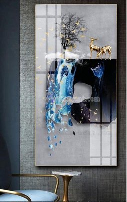 File in lụa File tranh hiện đại pha lê gương FT410 (hoa văn) File tranh hiện đại pha lê gương FT410