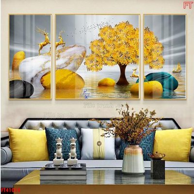 File gốc File tranh bộ hiện đại FT41015 (in lụa) trang trí tường