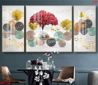 Download file File tranh bộ hiện đại FT41118 (gốc) in mica đèn LED