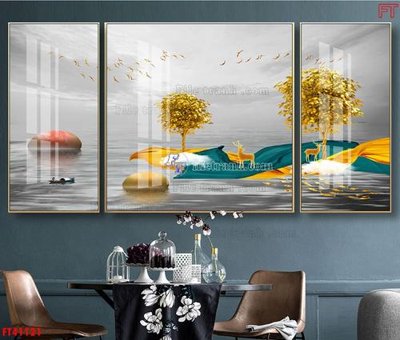 File gốc File tranh bộ hiện đại FT41121 (in lụa) trang trí tường