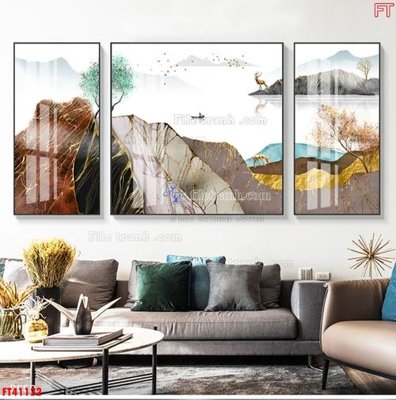 File tranh File tranh bộ hiện đại FT41122 (gốc) in vải canvas