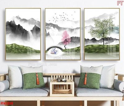 File tranh in tráng gương File tranh bộ hiện đại FT41259 (siêu nét)