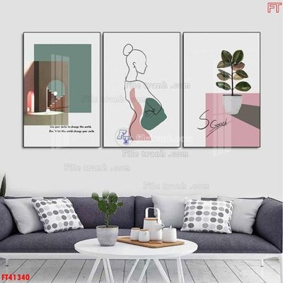 File tranh File tranh bộ hiện đại FT41340 (bản gốc) in lụa 5D