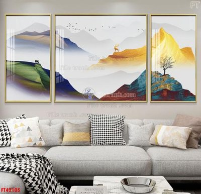 File gốc File tranh bộ hiện đại FT42105 (in lụa) tranh thuận buồm