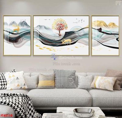 File gốc File tranh bộ hiện đại FT42110 (in mica) trang trí
