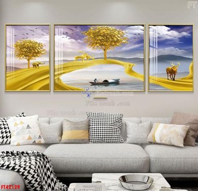 Hình ảnh file gốc in trần nhà File tranh bộ hiện đại FT42129