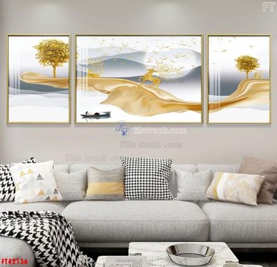 File gốc File tranh bộ hiện đại FT42136 (in mica) cắt laser