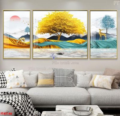Hình ảnh file gốc File tranh bộ hiện đại FT42146 cho in UV