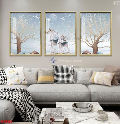 File gốc File tranh bộ hiện đại FT42327 (in lụa) tranh phong thủy