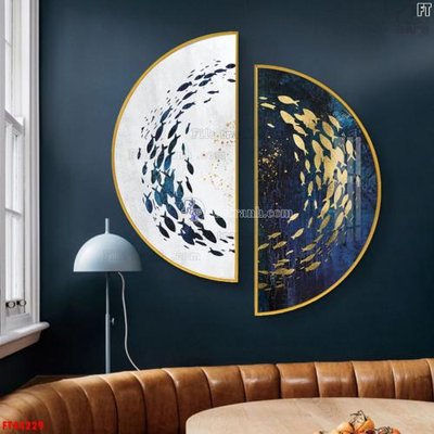 File gốc File tranh bộ hiện đại FT44229 (in lụa) họa tiết 3D