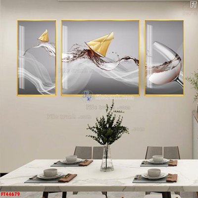 File gốc File tranh bộ hiện đại FT44679 (in mica) trang trí