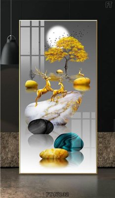 File in trần Tranh treo pha lê gương FT47132 (bản gốc) phong cảnh