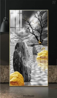 File in lụa Tranh treo pha lê gương FT47199 (phong cảnh) Tranh treo pha lê gương FT47199