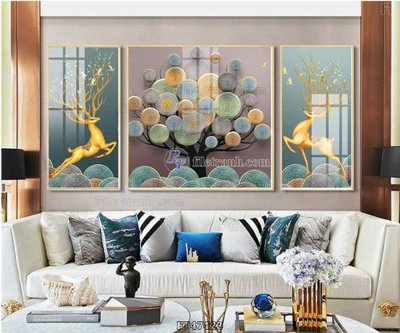 File in lụa Tranh treo pha lê gương FT47423 (tân cổ điển) Tranh treo pha lê gương FT47423