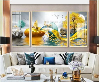 File gốc Tranh treo pha lê gương FT47455 (in lụa) tranh mã đáo