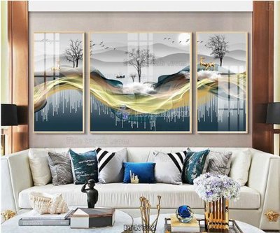 File in lụa Tranh treo pha lê gương FT47532 (chất lượng cao) Tranh treo pha lê gương FT47532