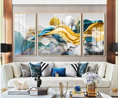 File in lụa Tranh treo pha lê gương FT47629 (tân cổ điển) Tranh treo pha lê gương FT47629