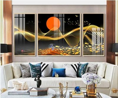 File in lụa Tranh treo pha lê gương FT47673 (hoa văn) Tranh treo pha lê gương FT47673