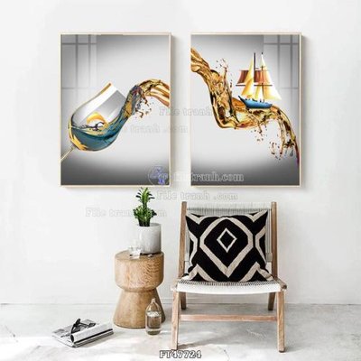 File gốc Tranh treo pha lê gương FT47724 (in lụa) tranh thuận buồm