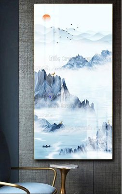 File gốc File tranh hiện đại pha lê gương FT505 (in lụa) tranh thuận buồm