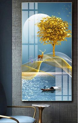 File tranh gốc in trần nhà File tranh hiện đại pha lê gương FT507 3D