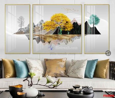 File in lụa File tranh hiện đại pha lê gương FT60008 (hoa văn) File tranh hiện đại pha lê gương FT60008