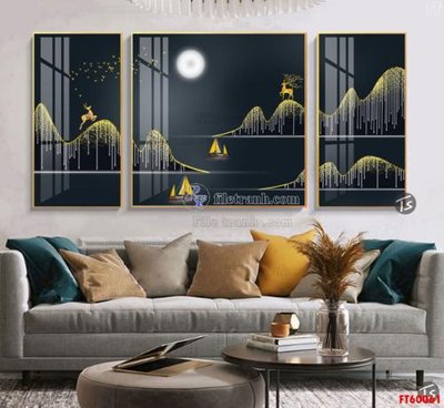 File gốc File tranh hiện đại pha lê gương FT60061 (in lụa) trang trí tường