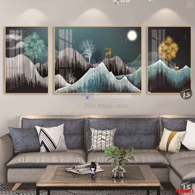 File in mica File tranh hiện đại pha lê gương FT60081 (bản gốc) làm vách ngăn