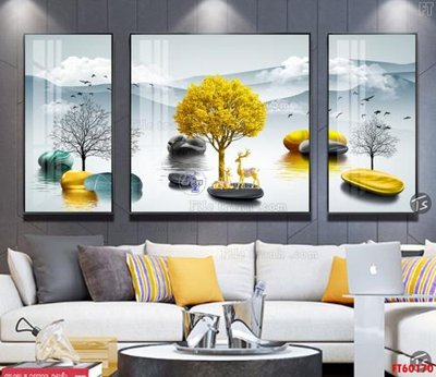 File in trần File tranh hiện đại pha lê gương FT60170 (file gốc) hoa văn 3D