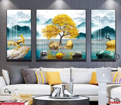 File in ấn File tranh hiện đại pha lê gương FT60202 chuyên nghiệp