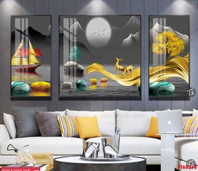 File tranh File tranh hiện đại pha lê gương FT60218 (bản gốc) treo quán cafe