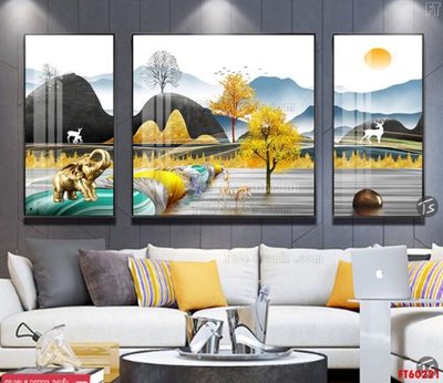 Hình ảnh file gốc in lụa File tranh hiện đại pha lê gương FT60221