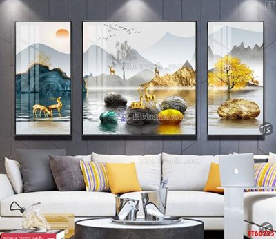 File tranh in trần 3D File tranh hiện đại pha lê gương FT60225 (ảnh gốc)